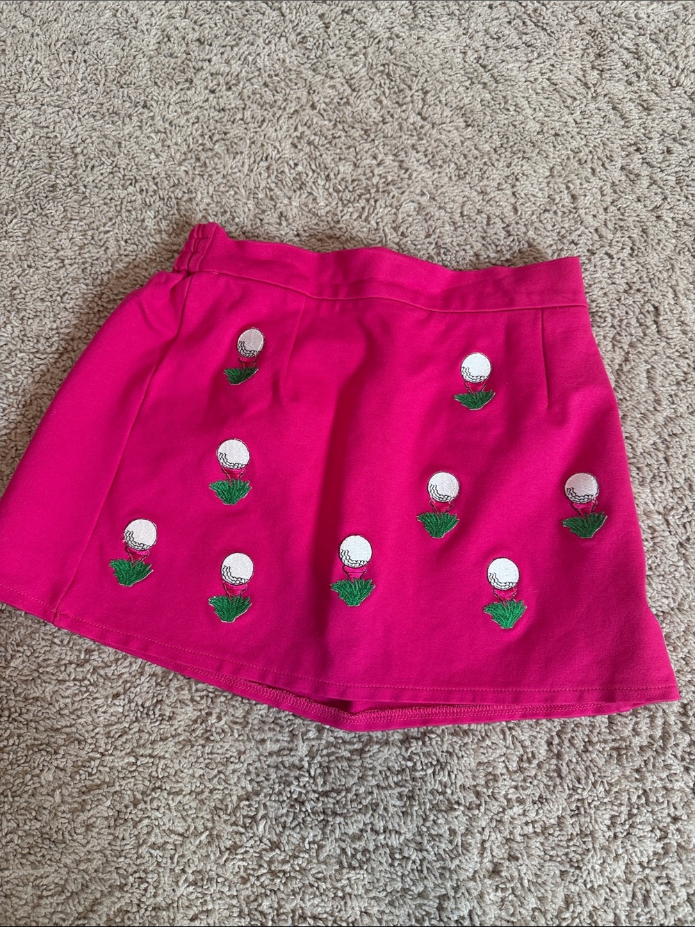 Judith March Hot Pink Skater Skirt with Embroidered Golf Ball Motifs